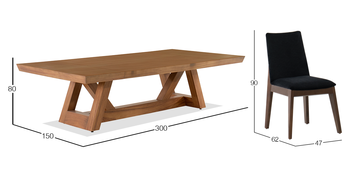 Comedor 300 x 150 cm Matera con 10 Sillas Negro