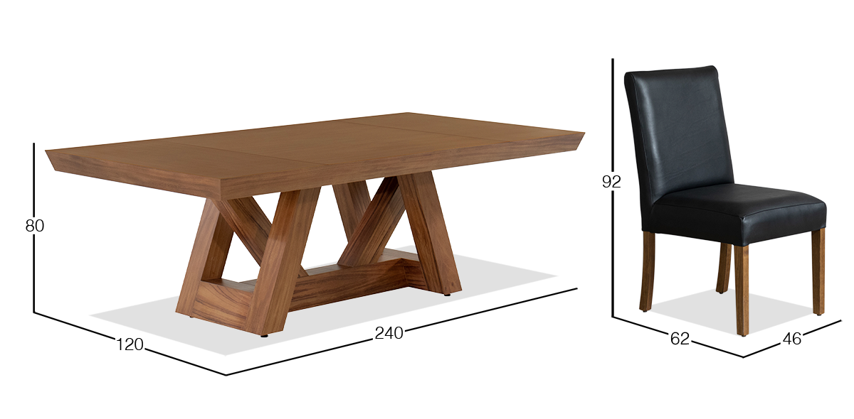 Comedor 240 x 120 cm Matera y 6 Sillas Piel Granada Negro