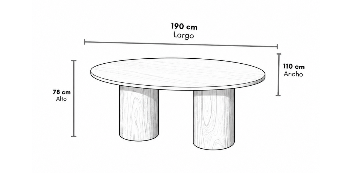 Mesa Comedor de Granito 190 x 110 cm Karra Blanco