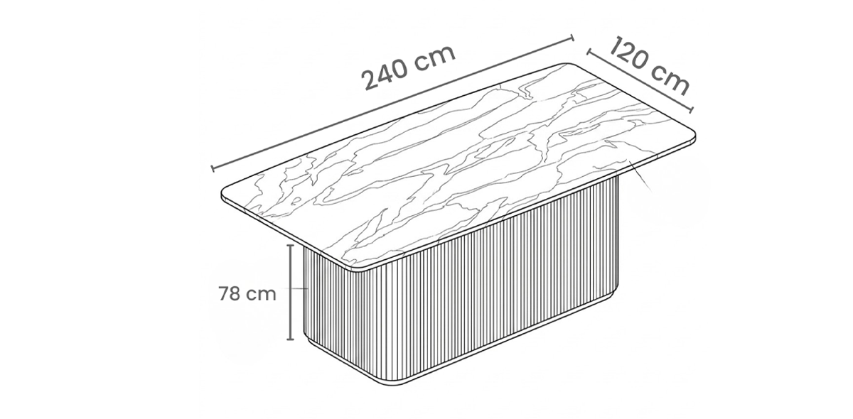 Mesa Comedor de Granito 240 x 120 cm Karra Blanco