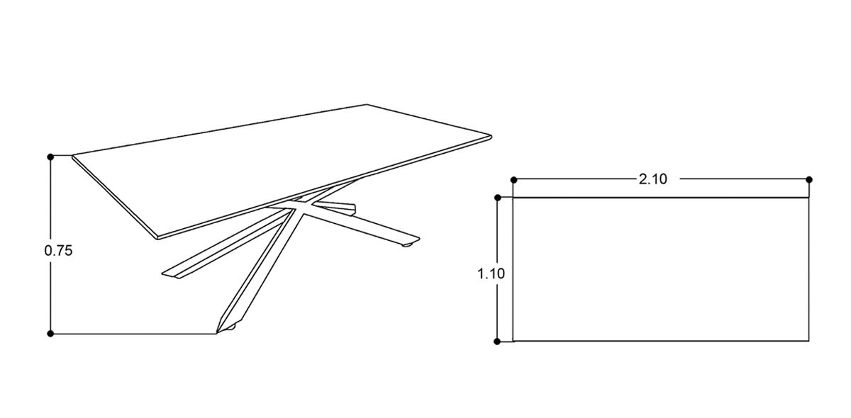 Comedor 210 X 110 Cm Rectangular Brent Vidrio