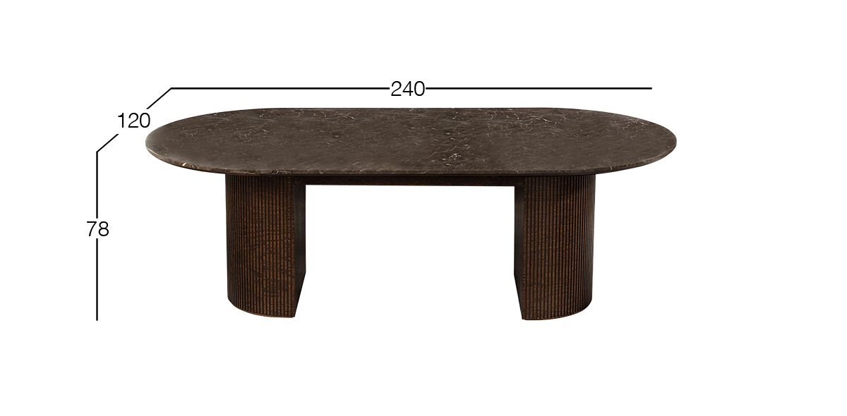Mesa Comedor de Mármol 240 x 120 cm Astor Nogal