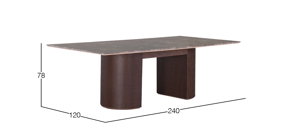Mesa Comedor de Mármol 240 x 120 cm Astor Nogal