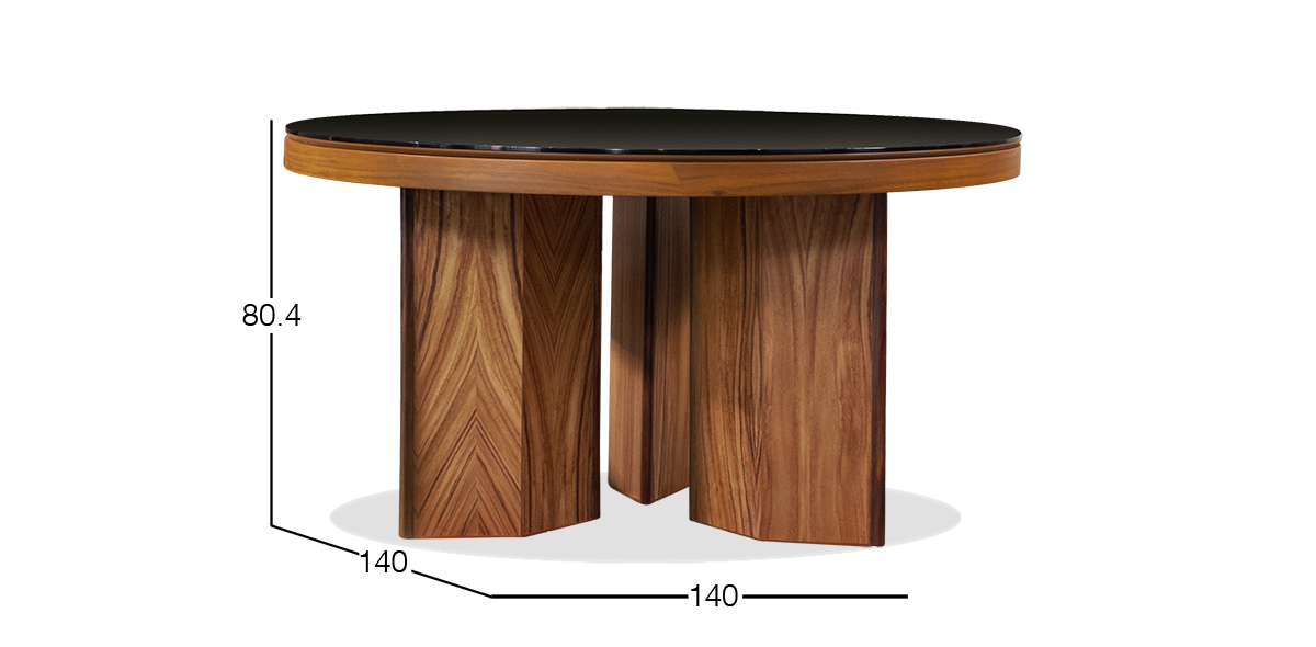 Mesa Comedor de Cristal 140 cm Nogal Adela Negro