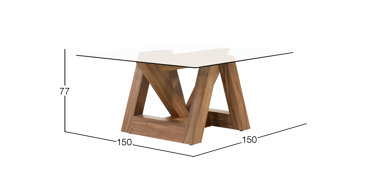 Mesa Comedor de Cristal 150 x 150 cm Matera Parota