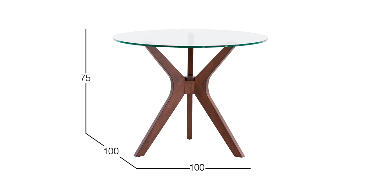 Mesa Comedor de Cristal 100 cm Owe Nogal