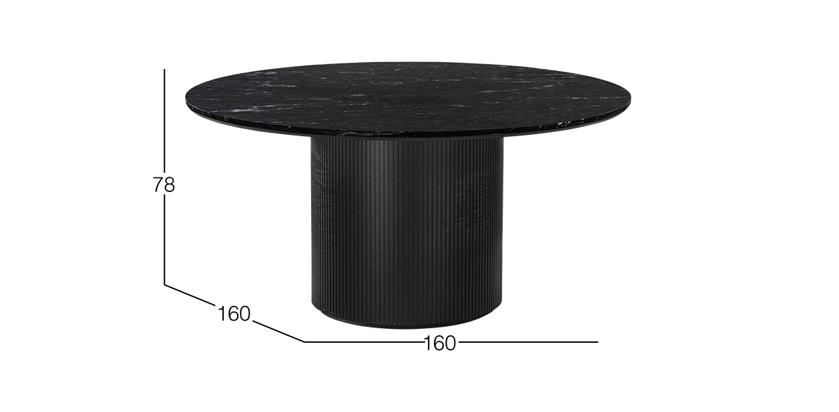 Mesa Comedor de Granito 160 cm Astor Negro