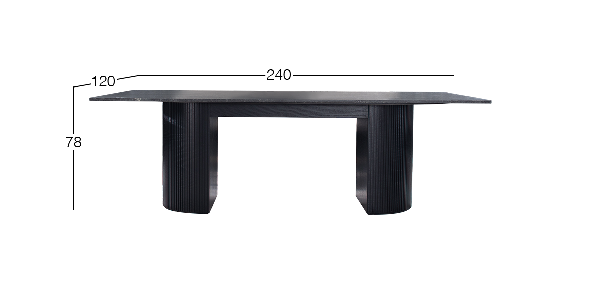 Mesa Comedor de Granito 240 x 120 cm Astor Negro