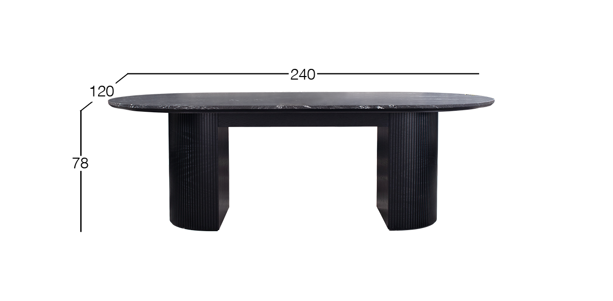 Mesa Comedor de Granito 240 x 120 cm Astor Negro