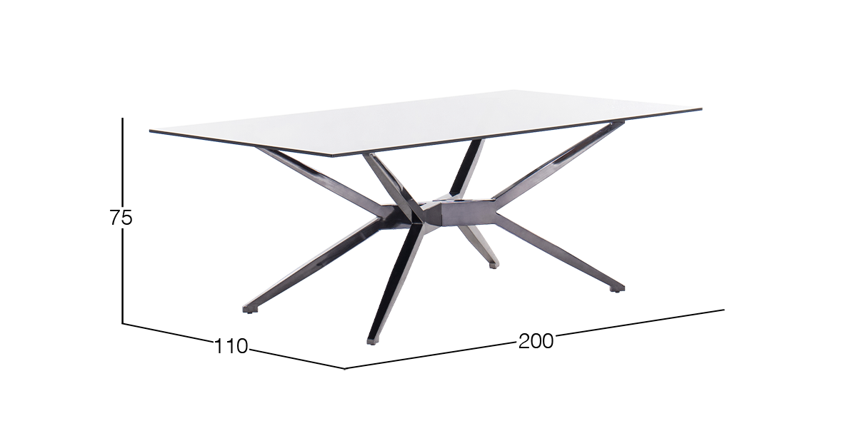 Mesa Comedor Rectangular de Cristal 200 x 110 cm Alessandro Negro