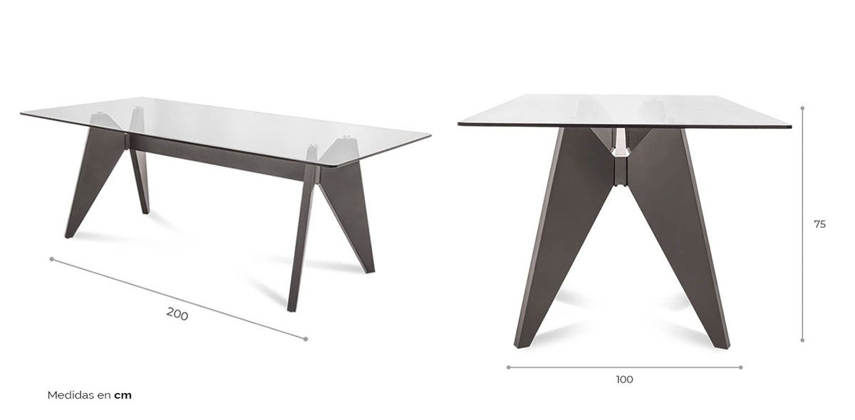 Mesa Comedor De Cristal Templado Neku Negro