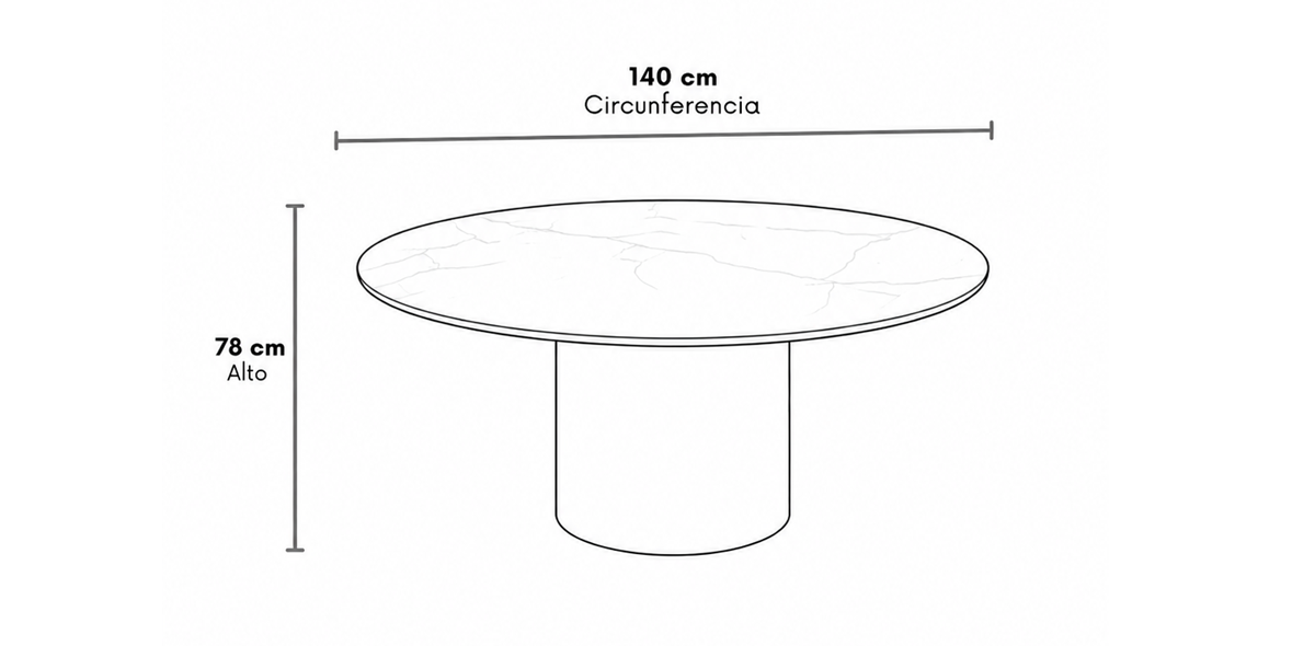 Mesa Comedor de Mármol 140 cm Karra Negro