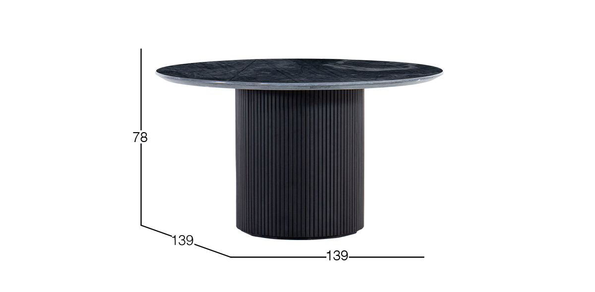 Mesa Comedor de Mármol 140 cm Karra Negro