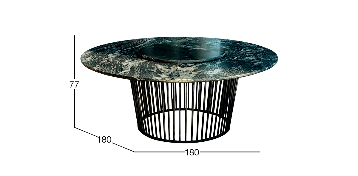 Mesa Comedor de Granito 180 cm Dorato Negro