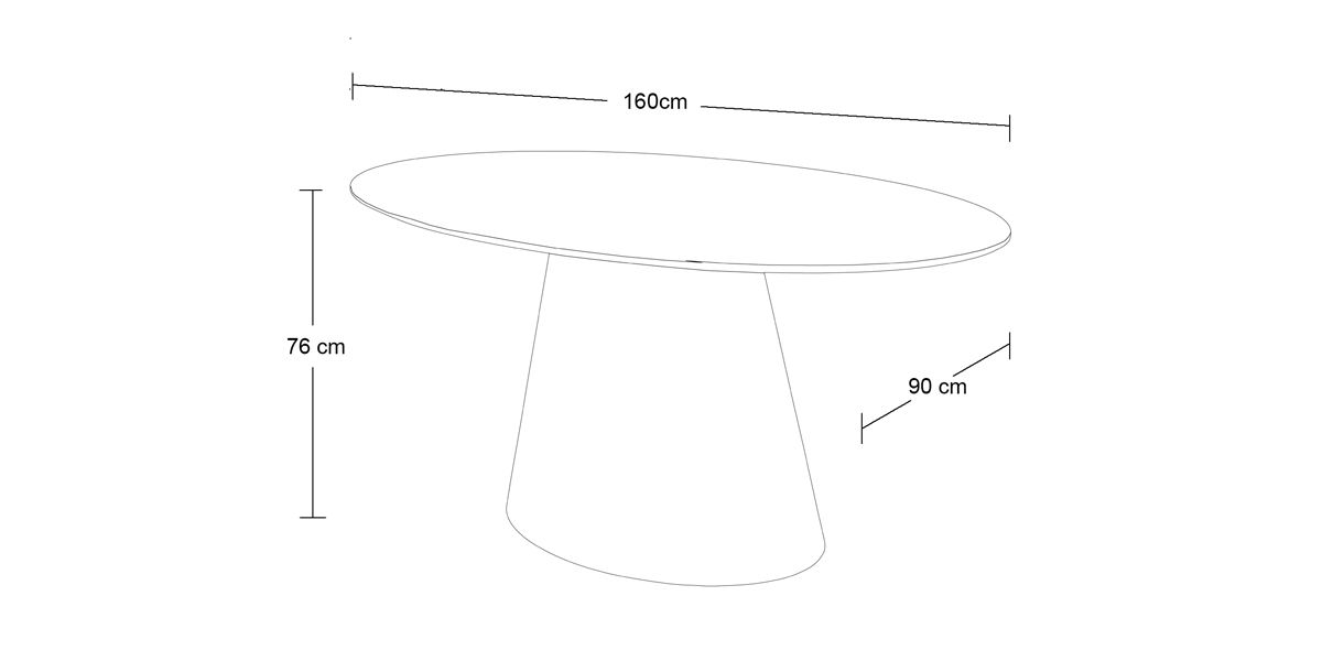 Mesa Comedor Ovalada 160 x 90 cm Ezra Negro