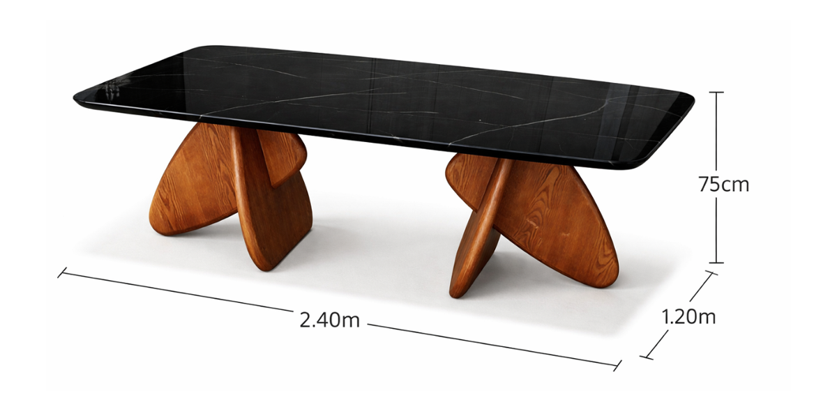 Mesa Comedor de Mármol 240 x 120 cm Nero Negro