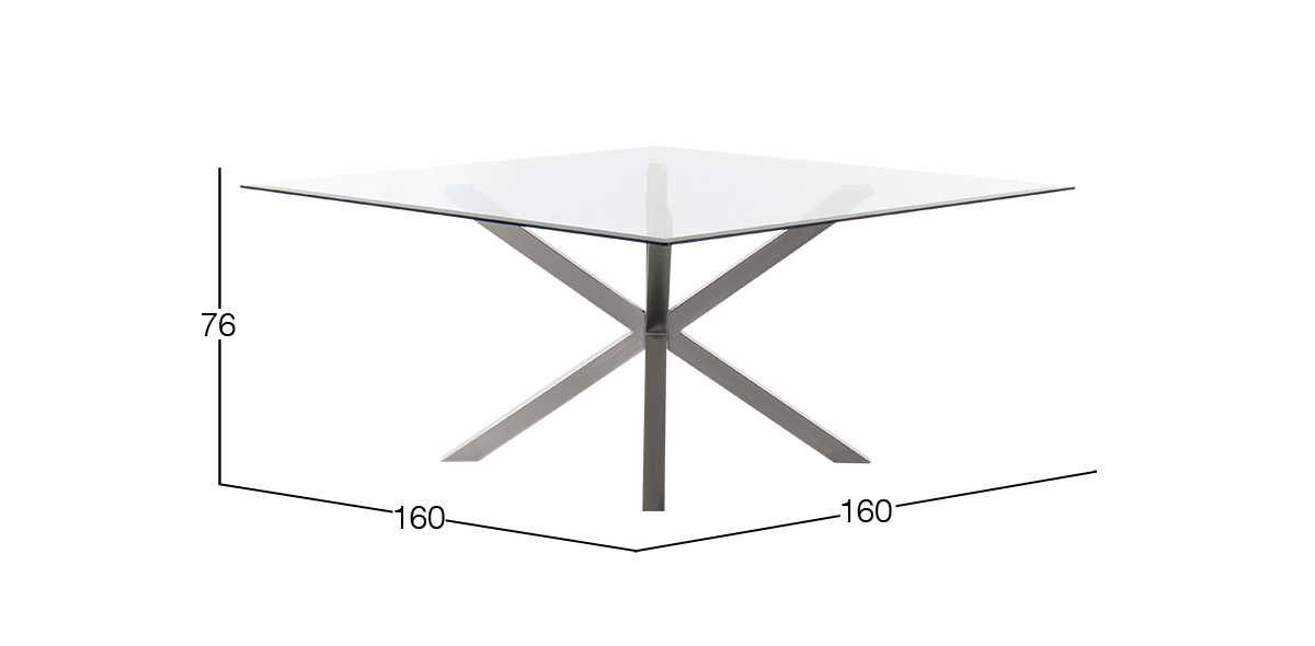 Mesa Comedor Cuadrada de Cristal 160 x 160 cm New Shanghai Plata