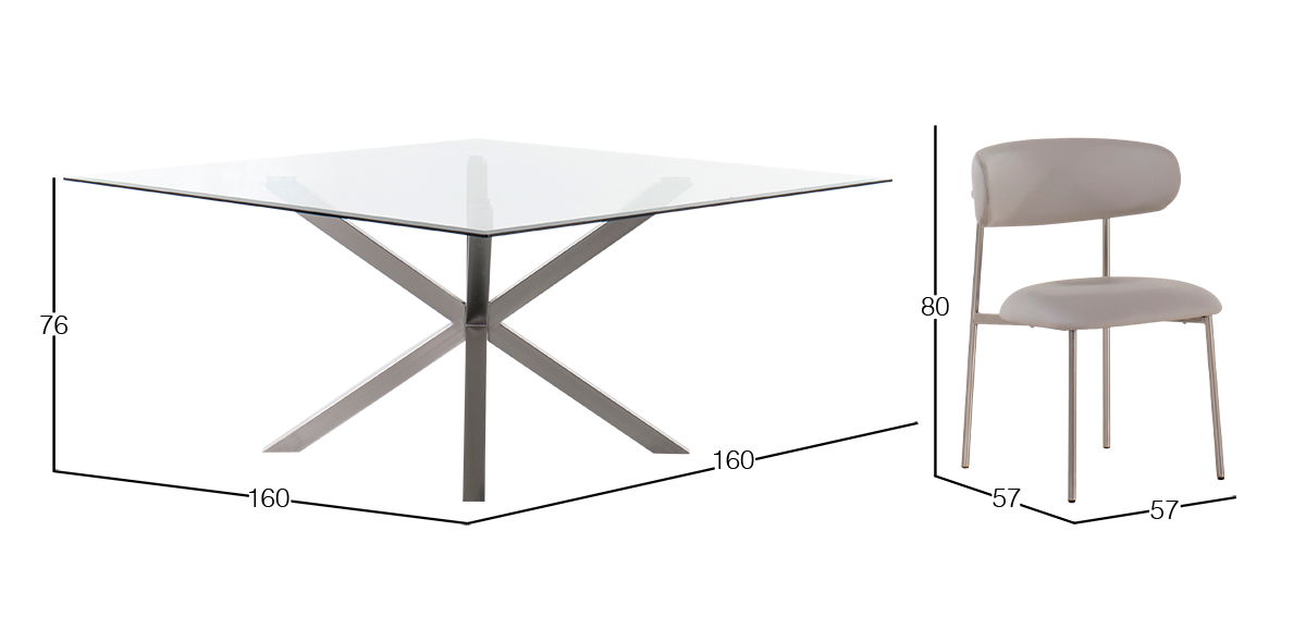Comedor 160 x 160 cm New Shanghai con 6 Sillas
