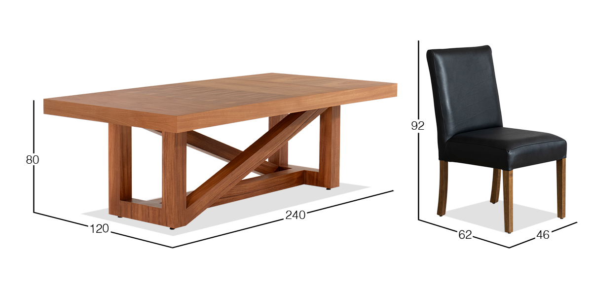 Comedor 240 x 120 cm Ravello y 8 Sillas Piel Granada Negro