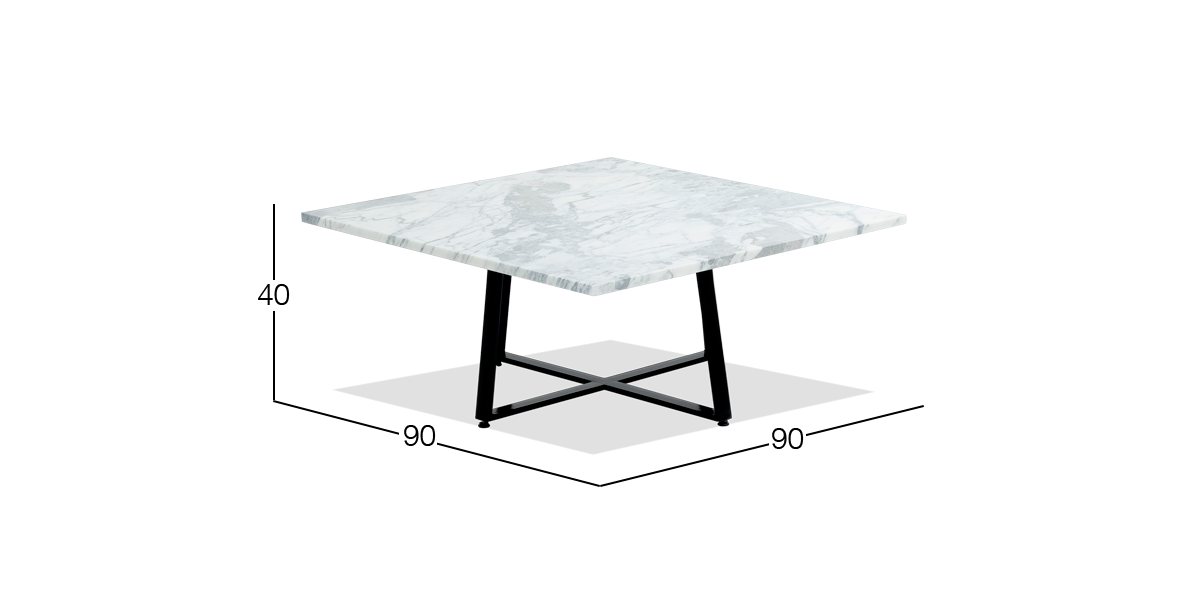 Mesa de Centro Cuadrada Stone Blanco Mármol Carrara