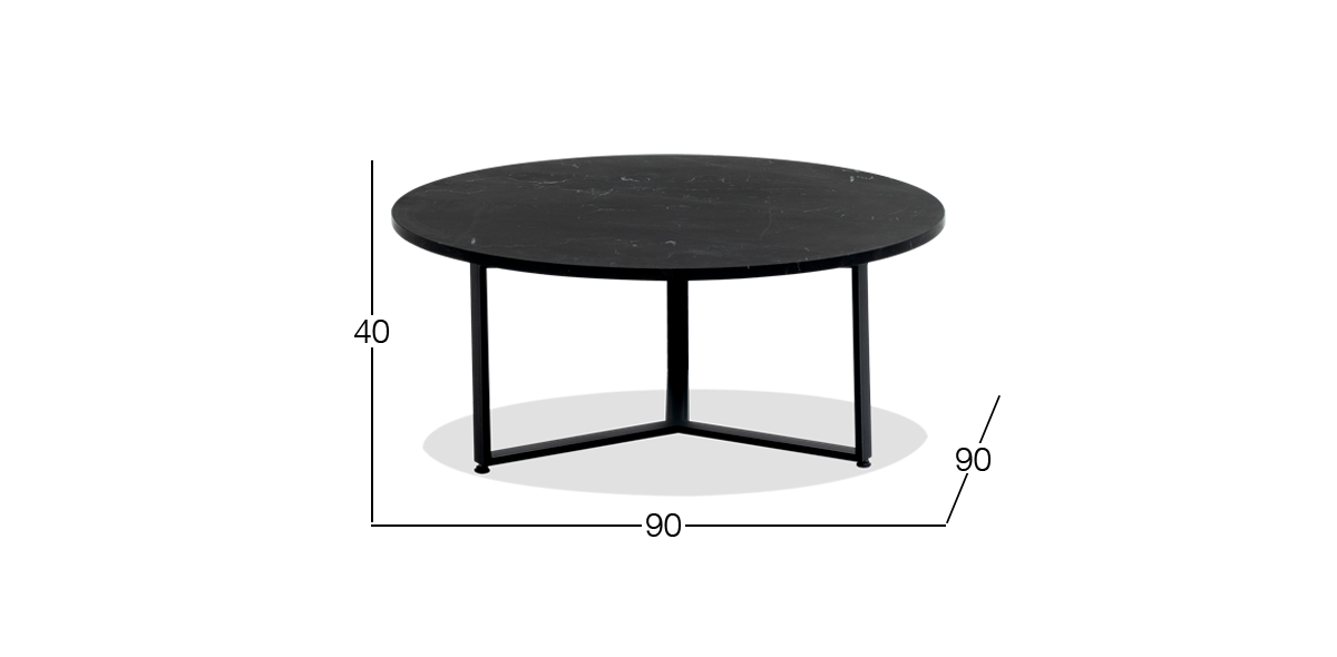 Mesa de Centro Circular Stone Negro Mármol Monterrey