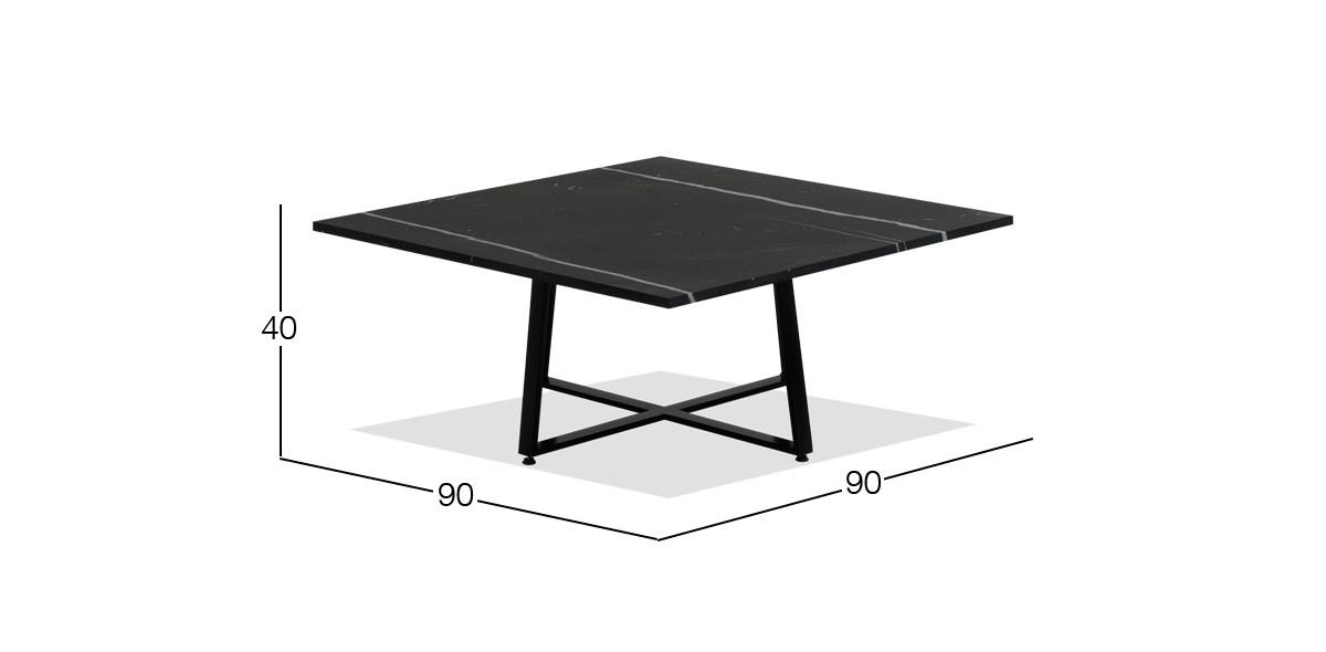 Mesa de Centro Cuadrada Stone Negro Mármol Monterrey