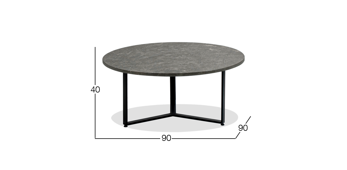 Mesa de Centro Circular Stone Negro Mármol Santo Tomas