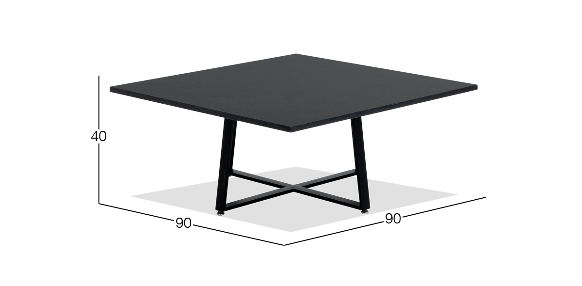 Mesa de Centro Cuadrada Stone Negro Granito Pulido