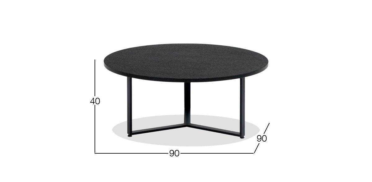 Mesa de Centro Circular Stone Negro Granito Cepillado