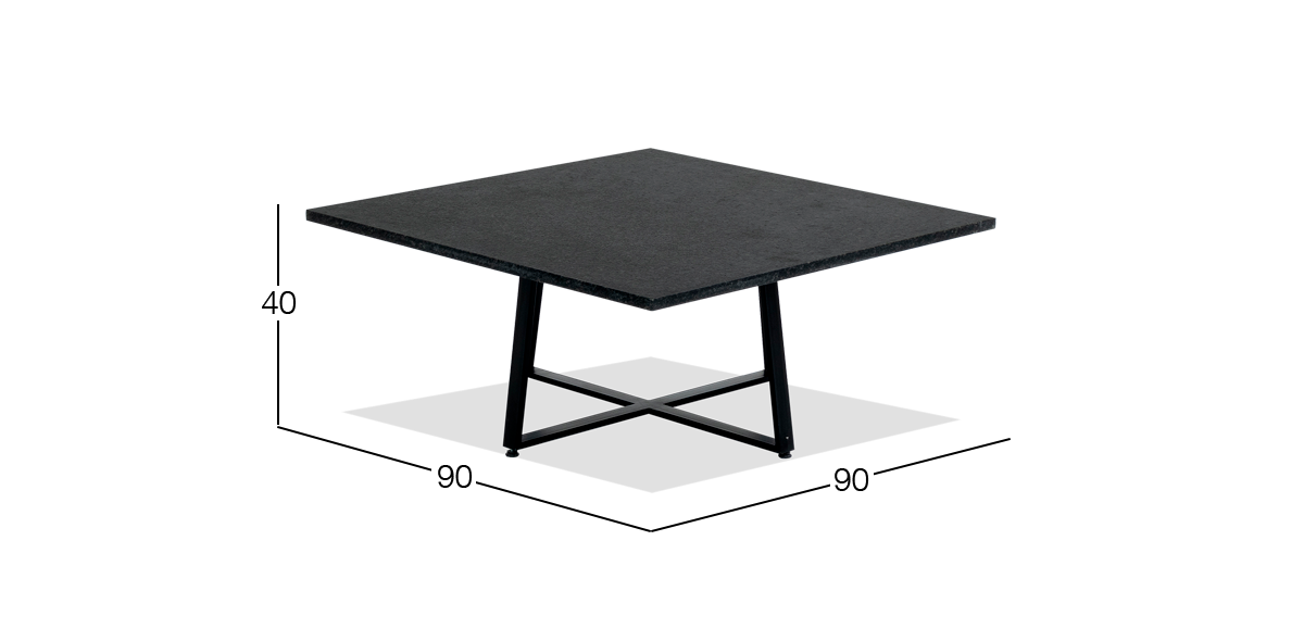 Mesa de Centro Cuadrada Stone Negro Granito Pulido
