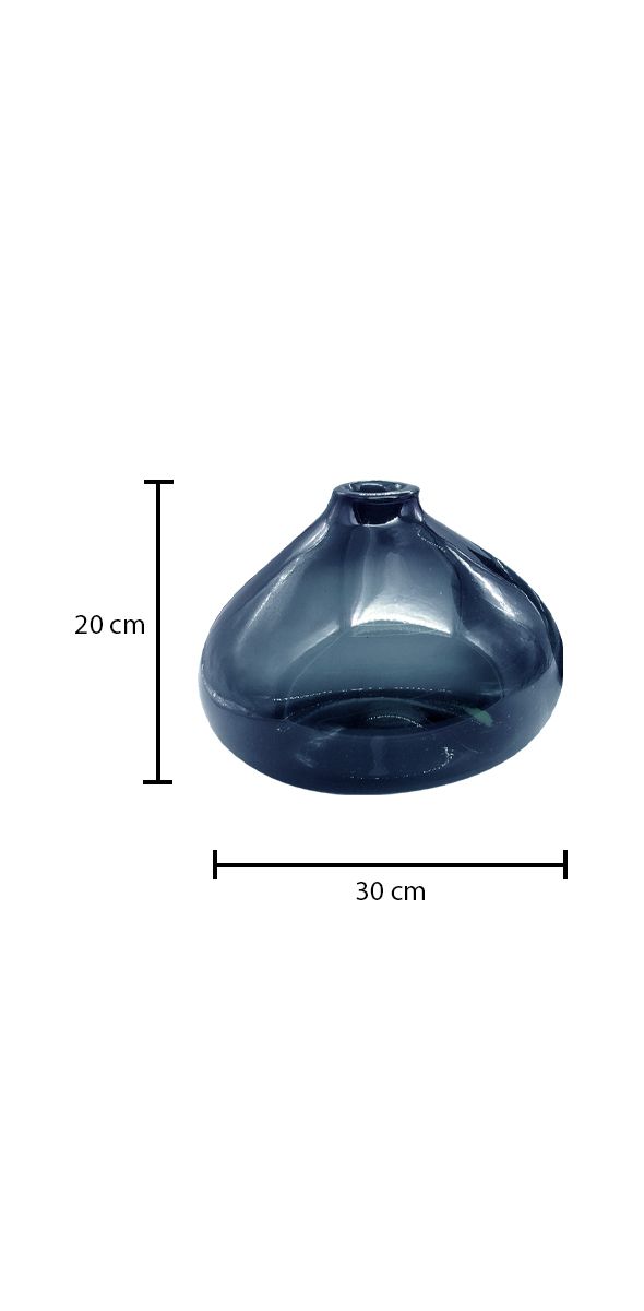 Jarrón de Cristal Ch Piedra Lunar Dzo Azul
