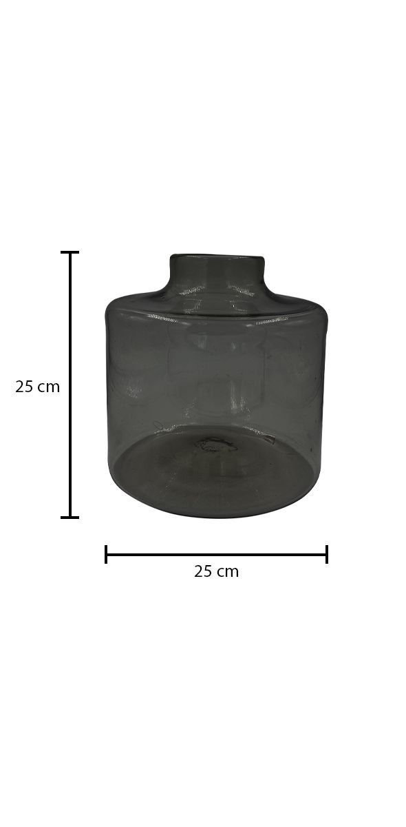 Jarrón de Cristal 25 x 25 cm Balero Aplanado Dzo Negro