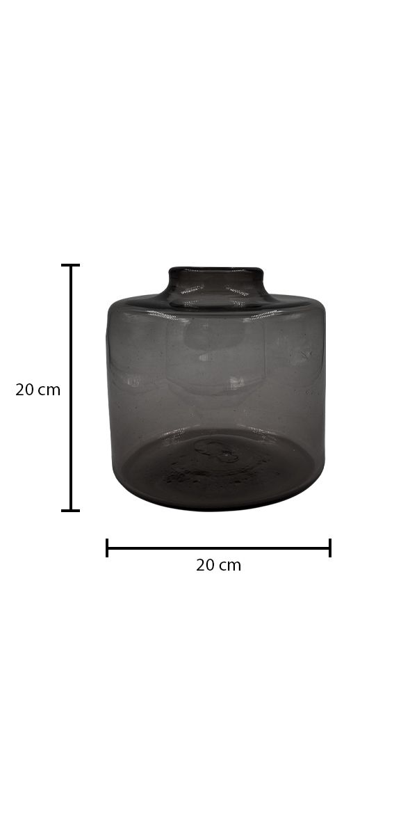 Jarrón de Cristal 20 x 20 cm Balero Aplanado Dzo Negro