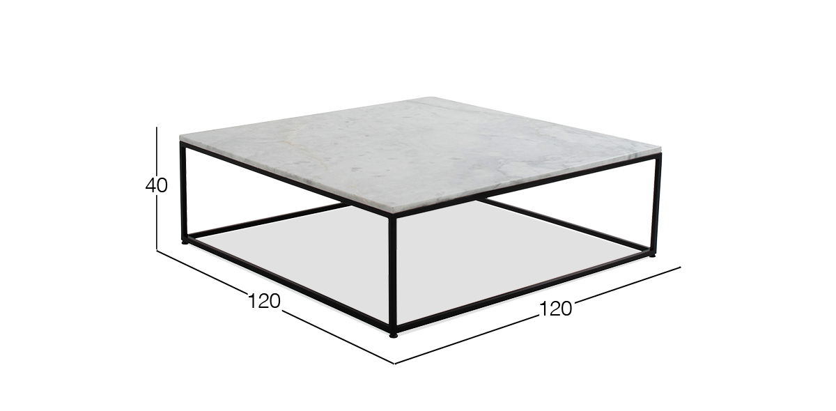 Mesa De Centro Cuadrada Stone Mármol Carrara