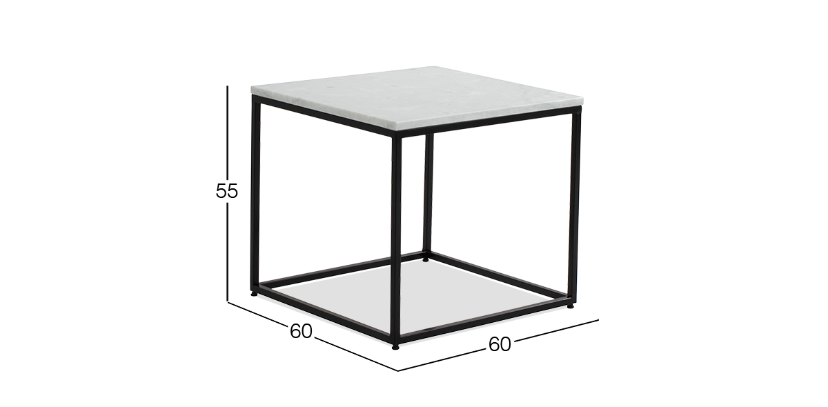 Mesa Lateral Cuadrada Stone Mármol Carrara