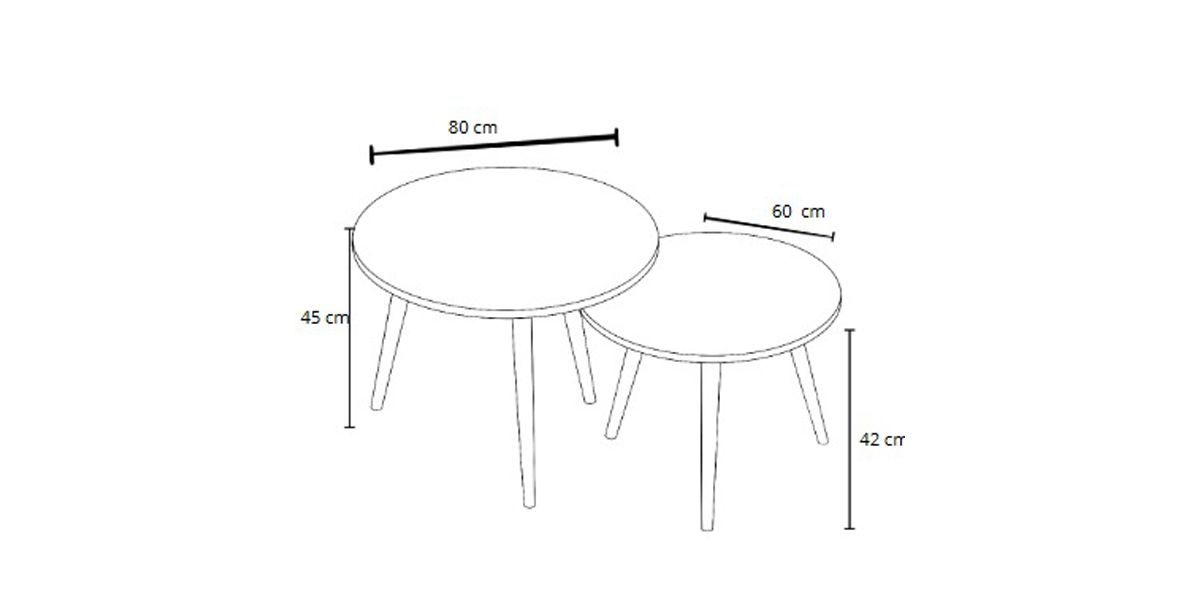 Juego de Mesas Redondas Kamil Gris