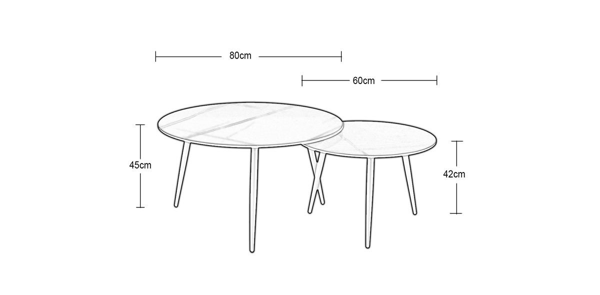 Juego de Mesas Redondas Lagos Negro