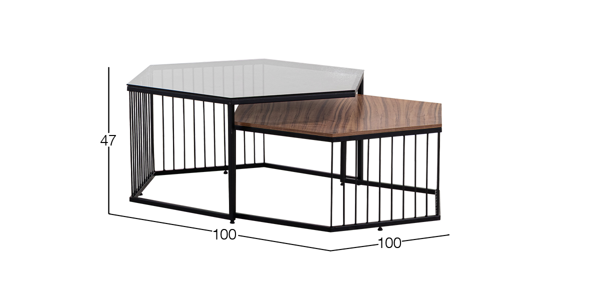 Juego de Mesas 100 x 100 cm Cien Fuegos Parota 2 Piezas