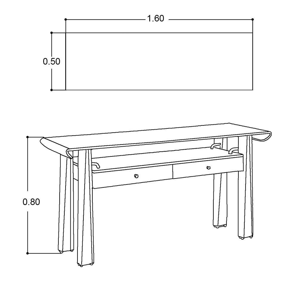 Consola 160 X 50 Cm Rectangular Curvi Vidrio