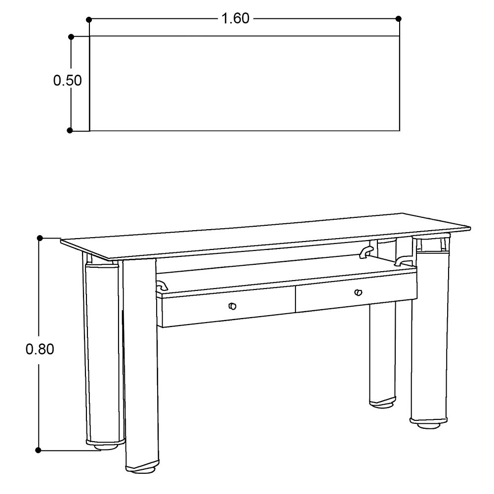 Consola 160 X 80 Cm Rectangular Curvi Vidrio