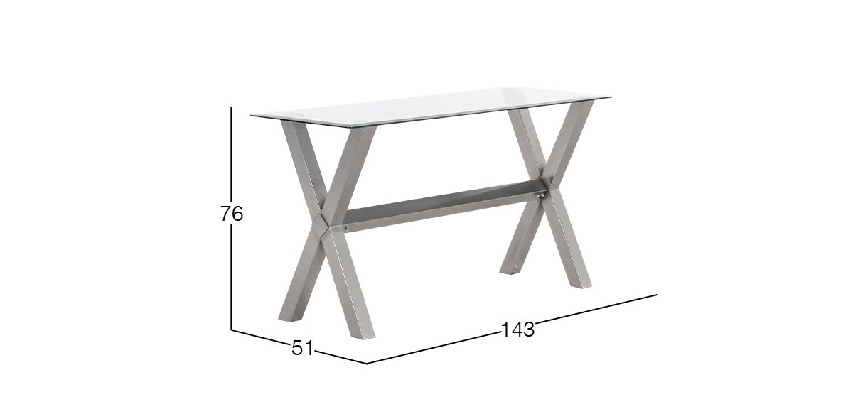 Mesa Consola Rectangular de Cristal 142 x 51 cm New Shanghai Plata