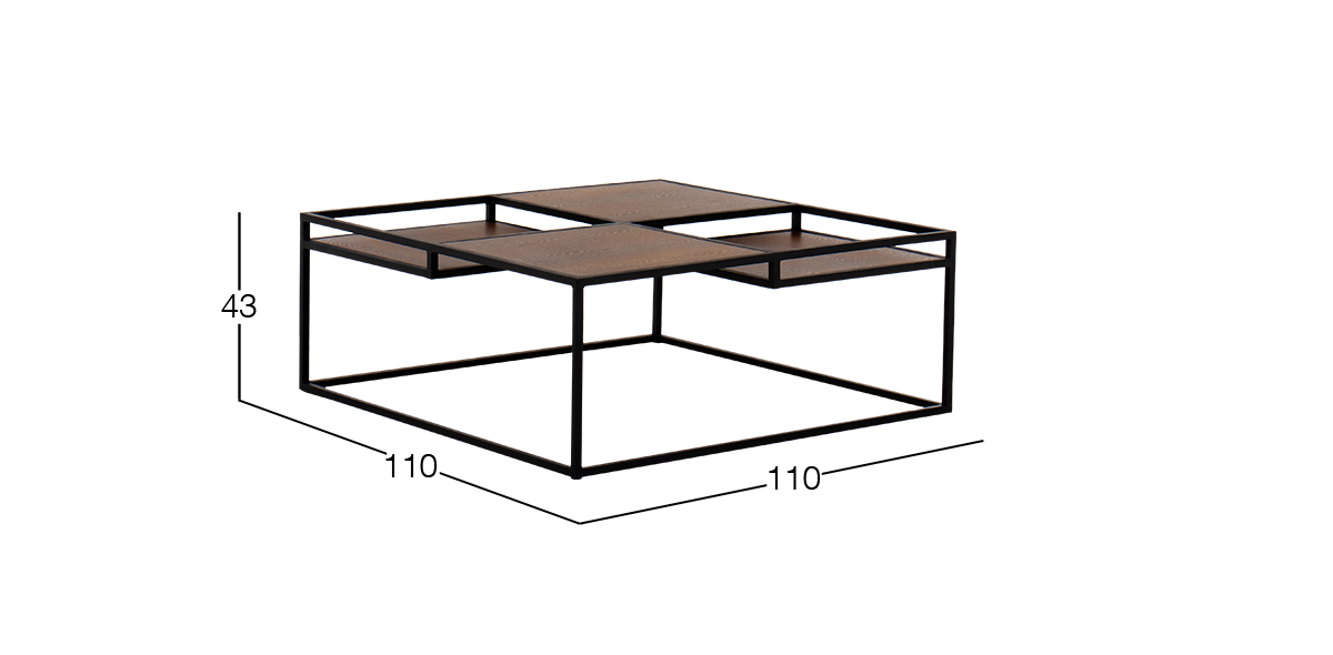 Mesa de Centro 110 x 110 cm Chess Parota