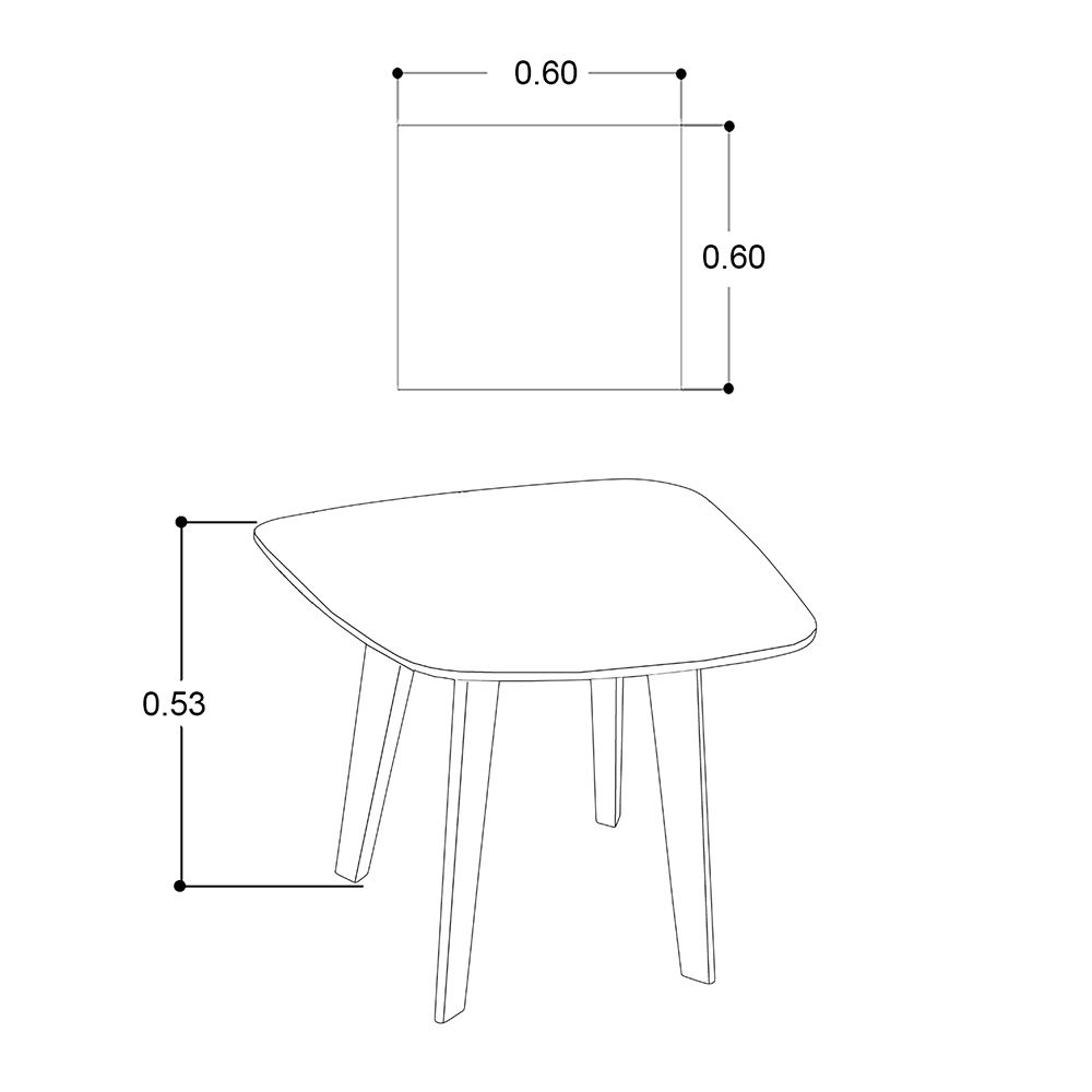 Mesa de Centro 60 X 60 Cm Ovalado Busan Madera Café