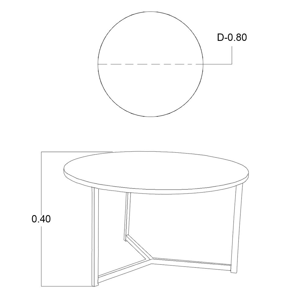 Mesa de Centro 80 X 80 Cm Redondo Praga Madera Café