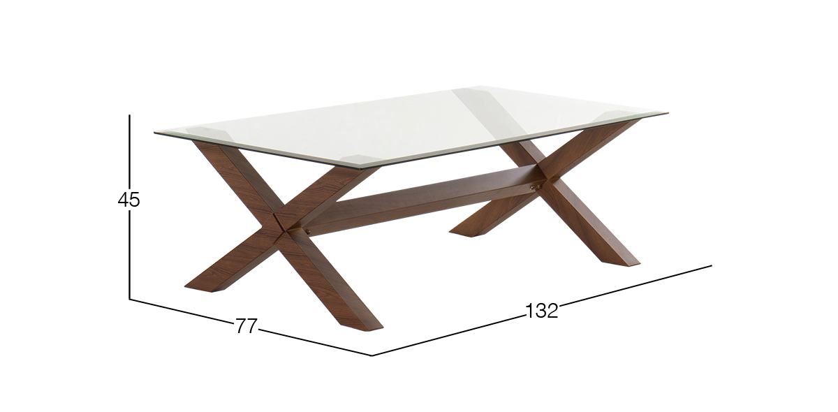 Mesa de Centro Rectangular de Cristal 132 x 77 cm New Shanghai Nogal