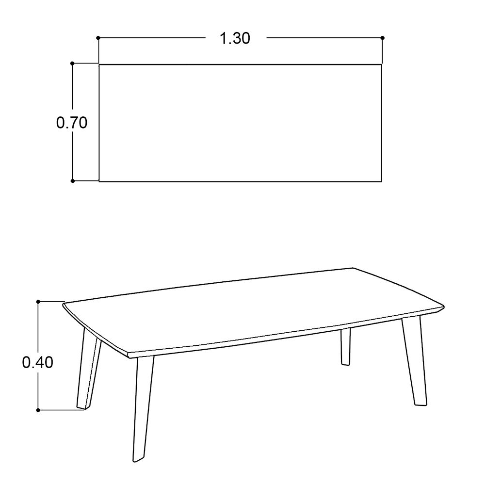 Mesa de Centro 130 X 70 Cm Rectangular Viena Madera Café