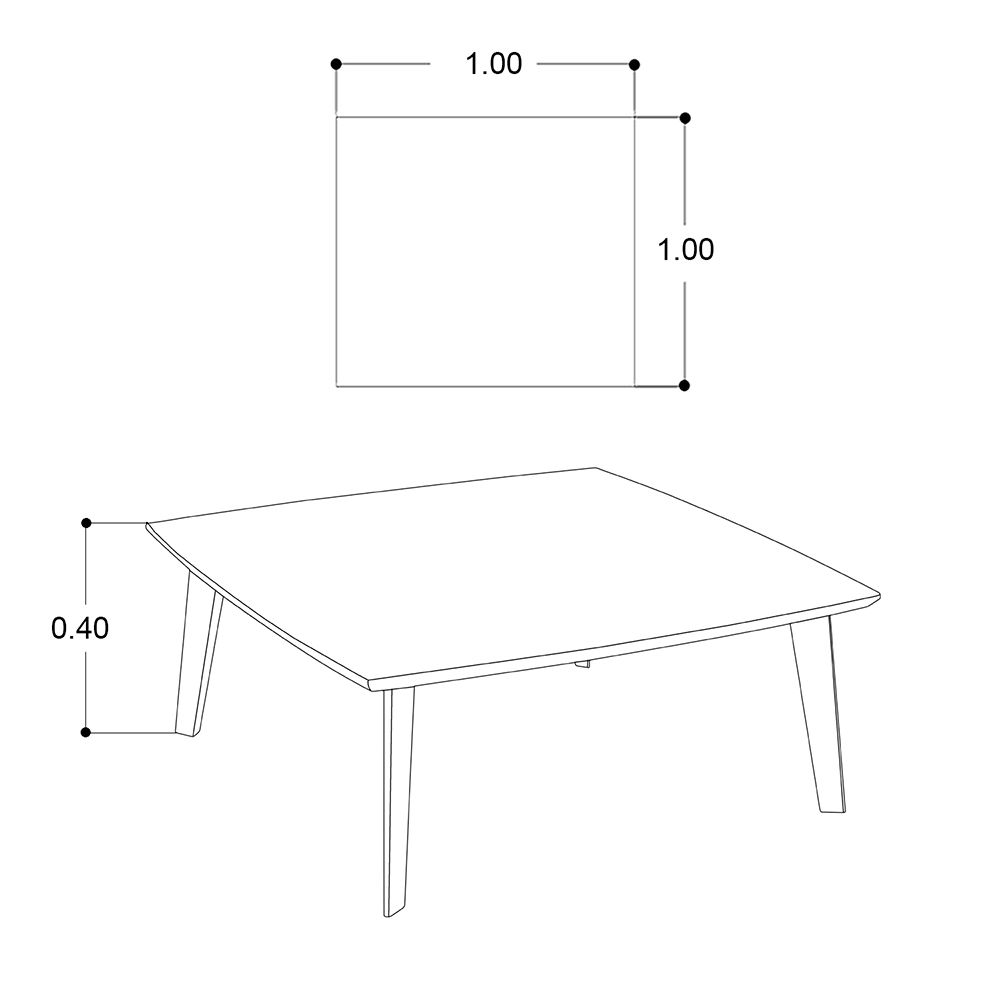 Mesa de Centro 100 X 100 Cm Cuadrada Viena Madera Café