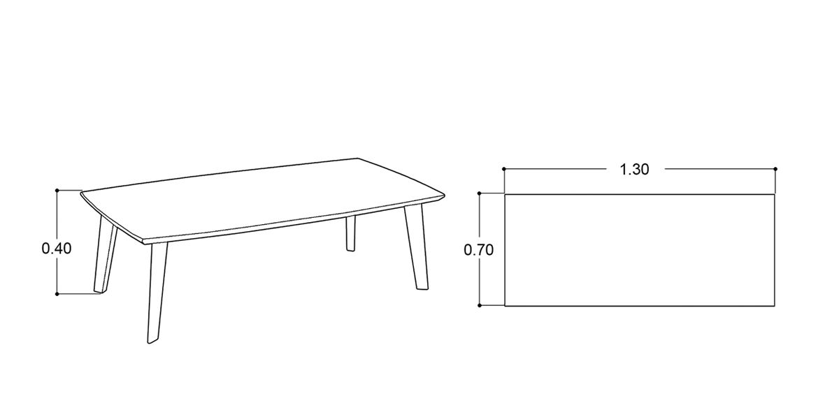 Mesa de Centro 130 X 70 Cm Rectangular Viena Madera Café
