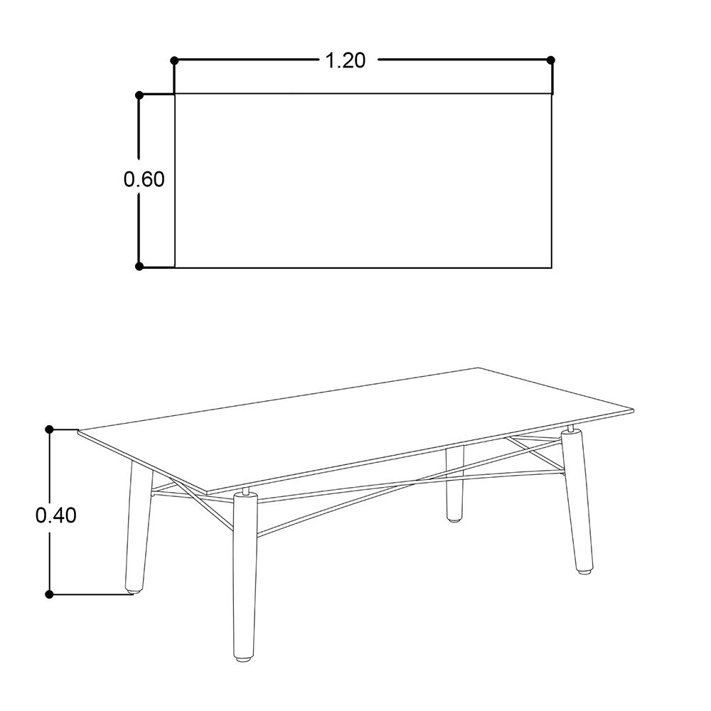 Mesa de Centro 120 X 60 Cm Rectangular Estambul Vidrio