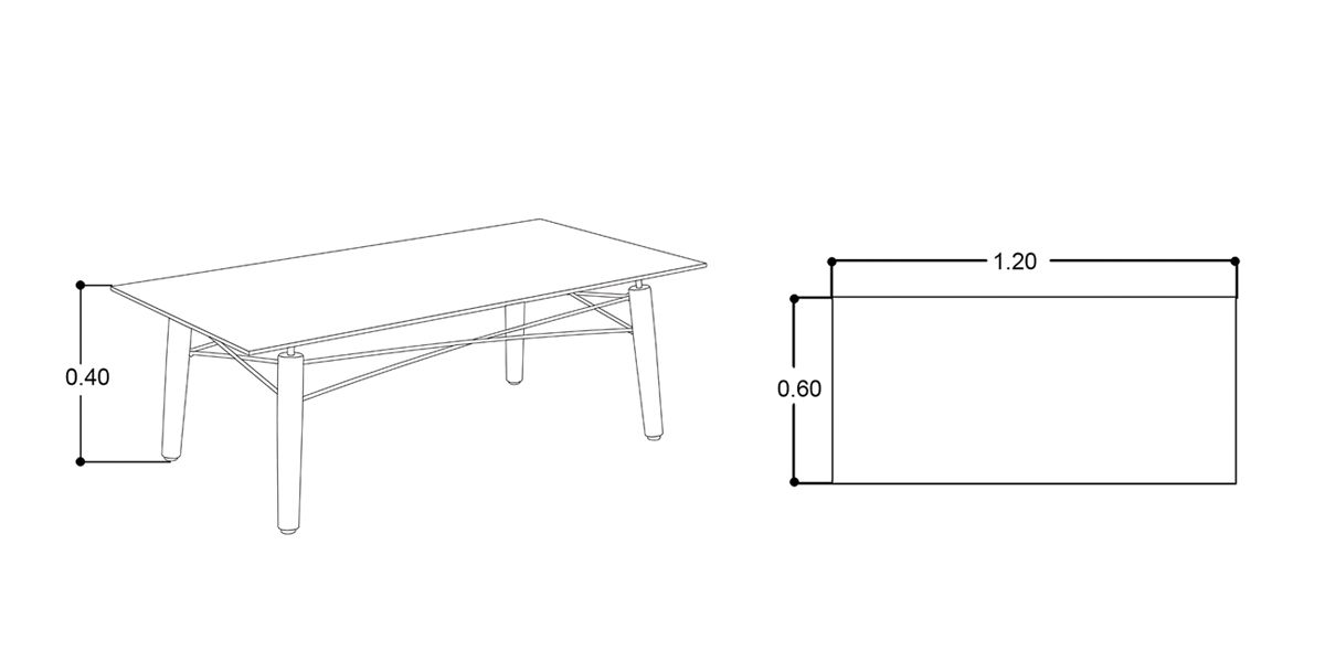 Mesa de Centro 120 X 60 Cm Rectangular Estambul Vidrio